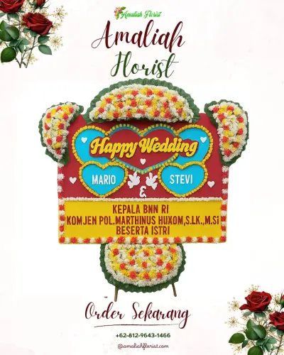 Karangan Papan Bunga Pernikahan di Doro